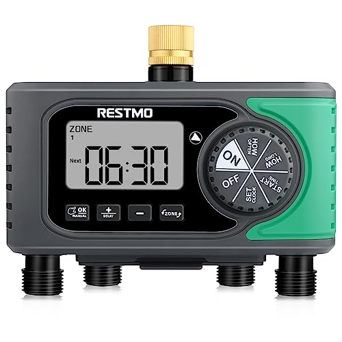 RESTMO 4-Outlet Sprinkler Timer for Automated Garden Watering