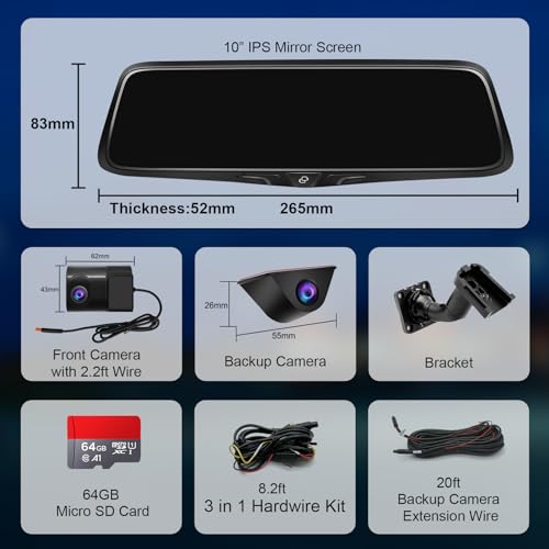 PORMIDO Smart 2K Rearview Mirror Camera, Touchscreen Dashcam