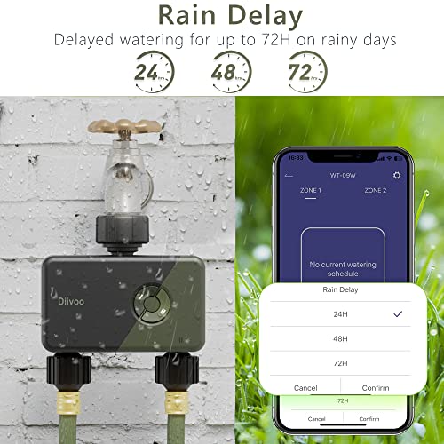 Diivoo WiFi Sprinkler Timer 2 Zone VIP Garden Controller