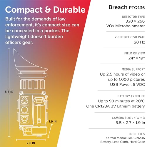 FLIR Breach PTQ136 Thermal Imaging Monocular, Black VIP