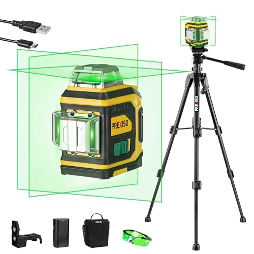 PREXISO Rechargeable 360° Green Laser Level for Construction