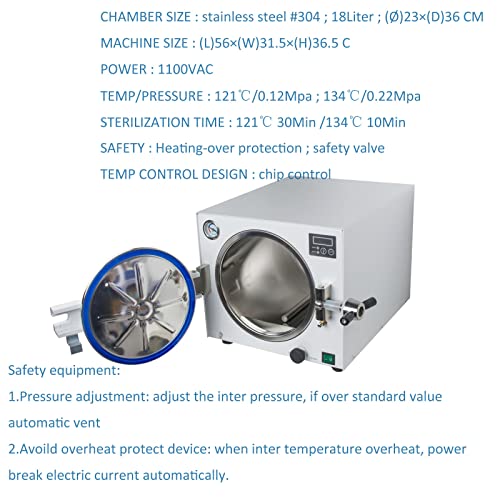 18L Stainless Steel Autoclave Steam Sterilizer Lab Equipment