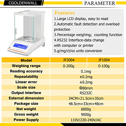 CGOLDENWALL High Precision Digital Lab Balance for Laboratories