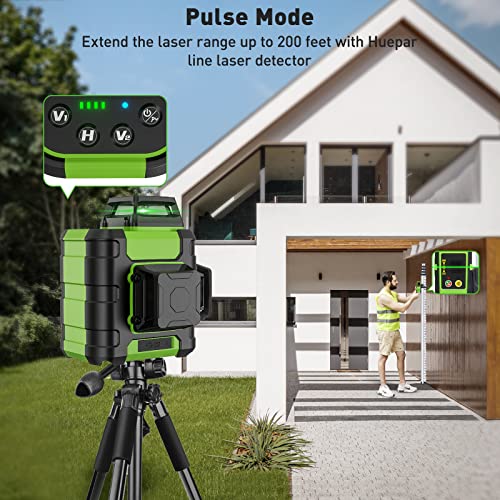 Huepar 3D Green Beam Laser Level with Pulse Mode