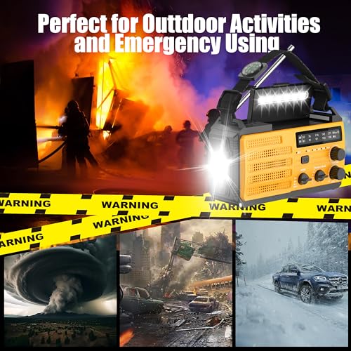 8000mAh Emergency Weather Radio with Solar Charging, SOS Alarm