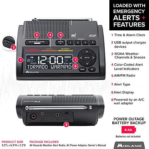 Midland WR400 Deluxe Weather Radio with NOAA Alerts