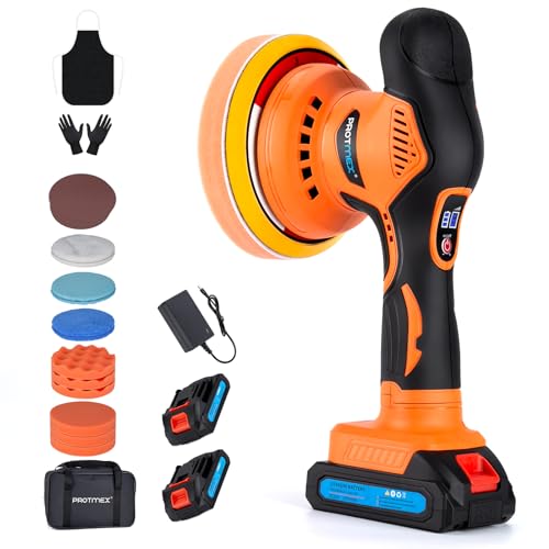 Protmex Cordless Car Buffer Polisher Kit, 6 Variable Speed