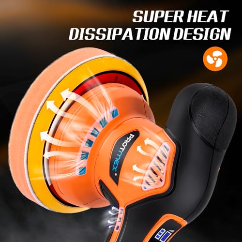 Protmex Cordless Car Buffer Polisher Kit, 6 Variable Speed