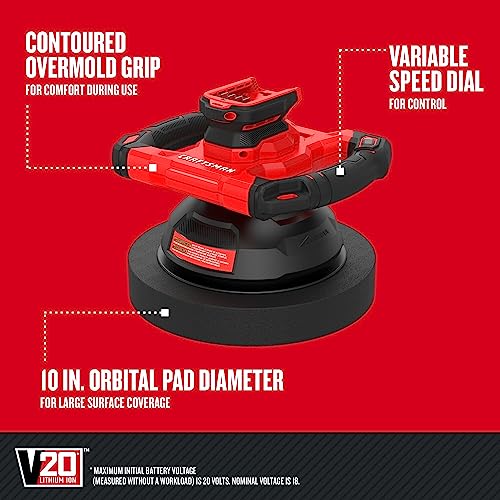CRAFTSMAN V20 Cordless Orbital Polisher, 10 inch (Tool Only)