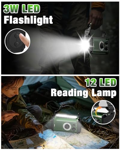 10000mAh Emergency Solar Hand Crank Radio with Phone Charger