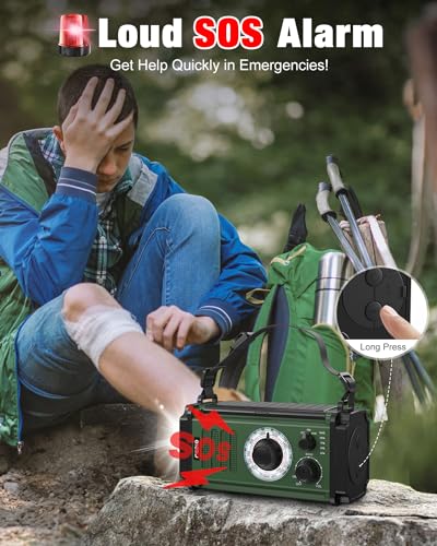 10000mAh Emergency Solar Hand Crank Radio with Phone Charger