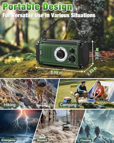 10000mAh Emergency Solar Hand Crank Radio with Phone Charger