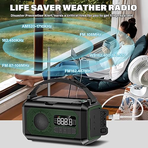12,000mAh Emergency Weather Radio, Solar Hand Crank VIP