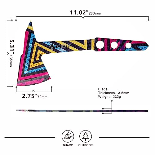 Colorful Throwing Axes Set, 11" Full Tang - 3 Pack