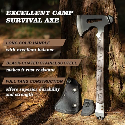 17" Camping Axe with Sheath and Sharpening Stone