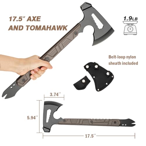 17" Camping Axe with Sheath and Sharpening Stone