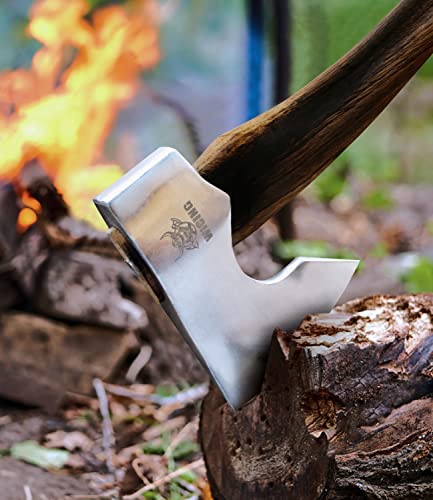 WICING 13.5" Camping Axe, Survival Hatchet with Leather Sheath