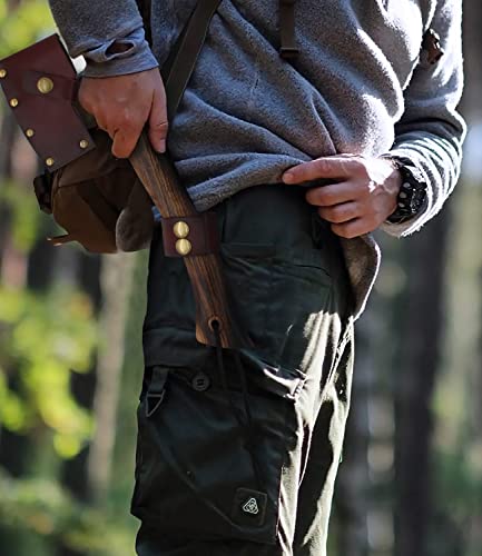 WICING 13.5" Camping Axe, Survival Hatchet with Leather Sheath