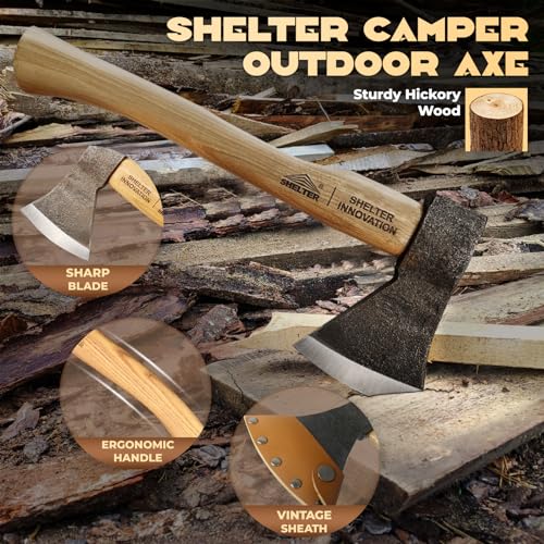 Vintage Style 15" Wood Splitting Axe with Hickory Handle