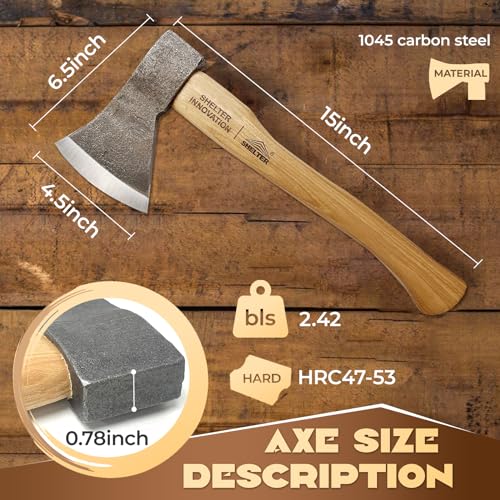 Vintage Style 15" Wood Splitting Axe with Hickory Handle
