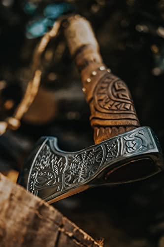 Custom Viking Axe with Rose Wood Shaft (AX-7000)