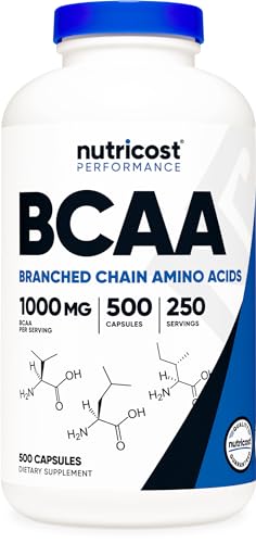 Nutricost BCAA 1000mg Capsules, 500 Count