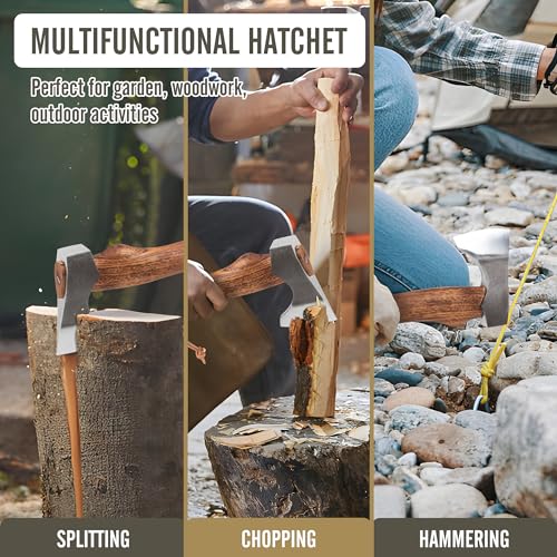 Hand Forged Camping Axe with Sheath, Outdoor Survival