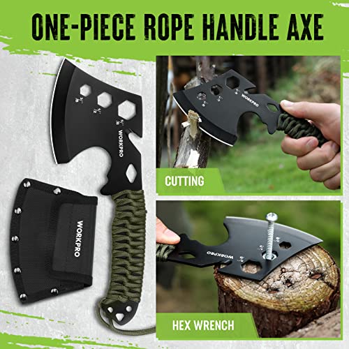 WORKPRO Camping Hatchet, Machete, Axe, Knives, Headlamp Survival