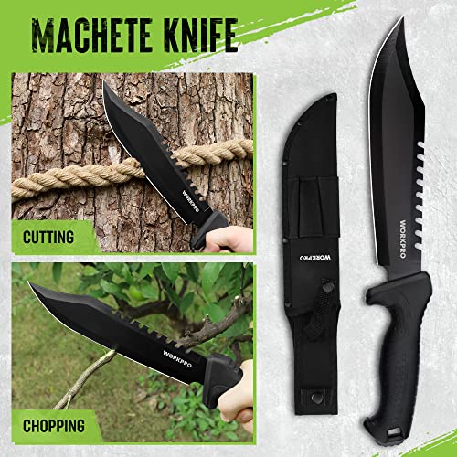 WORKPRO Camping Hatchet, Machete, Axe, Knives, Headlamp Survival
