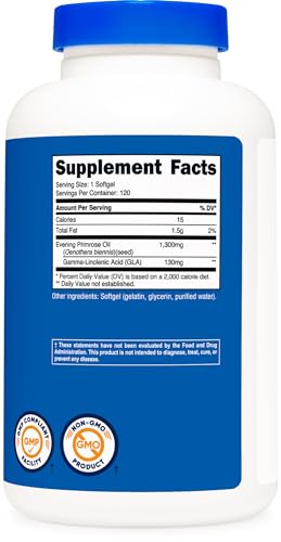 Nutricost Evening Primrose Oil Softgels, 1,300mg - 120 Servings
