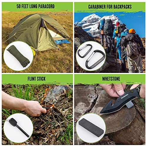 WORKPRO Camping Hatchet, Machete, Axe, Knives, Headlamp Survival
