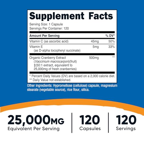 Nutricost Cranberry Extract Capsules with Vitamin C & E