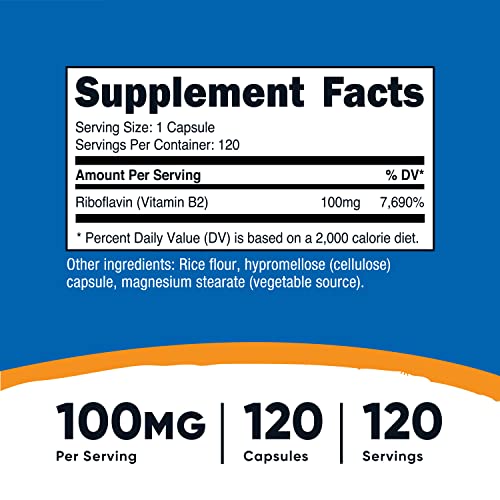 Nutricost Vitamin B2 100mg - 120 Capsules
