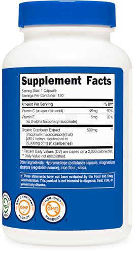 Nutricost Cranberry Extract Capsules with Vitamin C & E