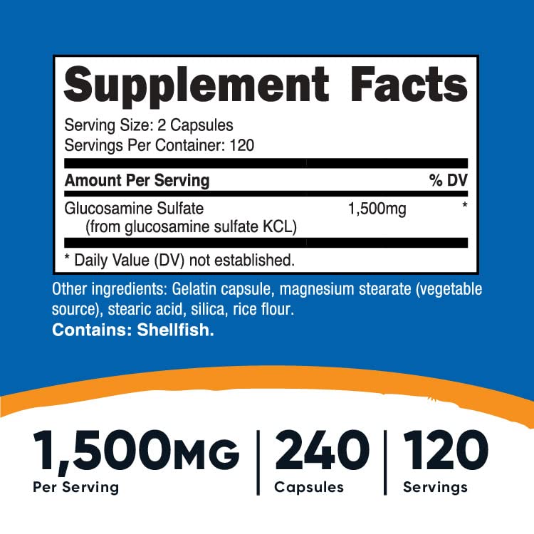 Nutricost Glucosamine Sulfate Capsules, 240 Count