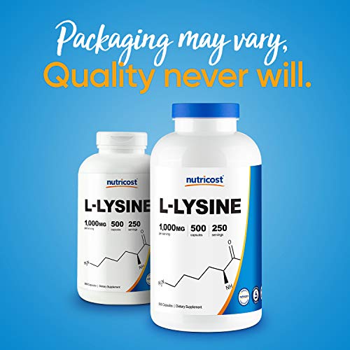 Nutricost L-Lysine 500mg x 500 Capsules - Non-GMO