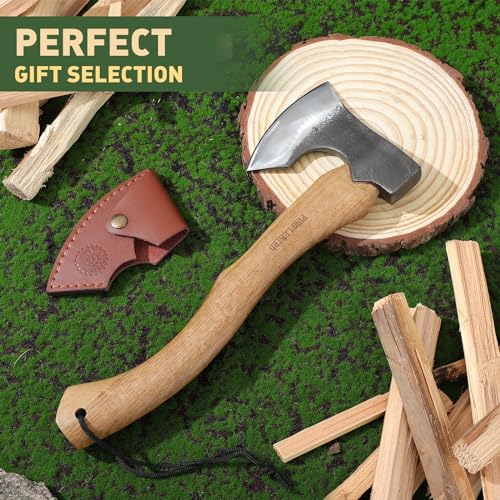 Hand-Forged Purplebird Camping Hatchet, 15 Inch Splitting Axe