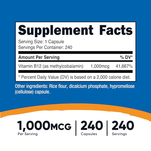 Nutricost 1000mcg B12 Capsules - Vegetarian & Non-GMO
