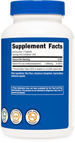 Nutricost 1000mcg B12 Capsules - Vegetarian & Non-GMO