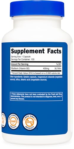 Nutricost Vitamin B2 400mg - 120 Caps, Gluten-Free