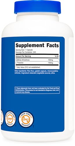 Nutricost Caffeine & L-Theanine Capsules, 240 Servings