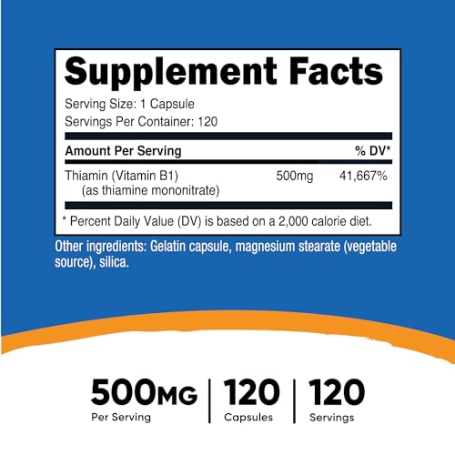 Nutricost Vitamin B1 500mg, 120 Capsules VIP Shopper