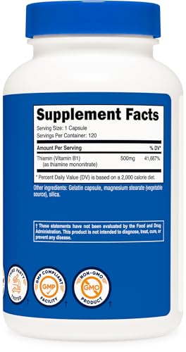 Nutricost Vitamin B1 500mg, 120 Capsules VIP Shopper