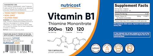 Nutricost Vitamin B1 500mg, 120 Capsules VIP Shopper