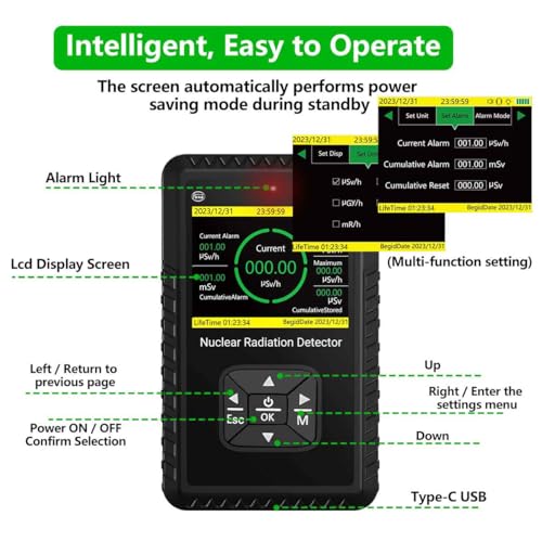 Portable Geiger Counter Radiation Detector with LCD Display