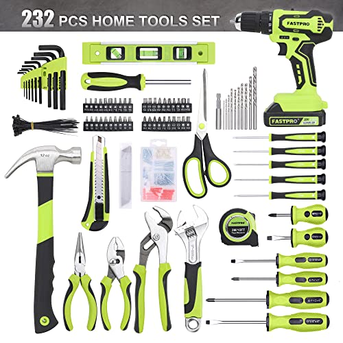 Vibrant 20V Cordless Drill Driver and 232-Piece Tool Set