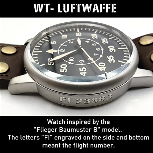 WTI WW2 Military Aviator Watch, Swiss Movement, Leather Strap