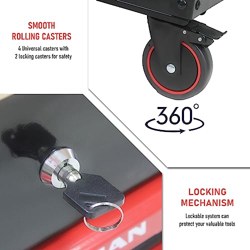 3-Drawer Rolling Tool Chest with Wooden Top