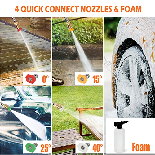 4000PSI Electric Power Washer with Foam Cannon & 4 Tips