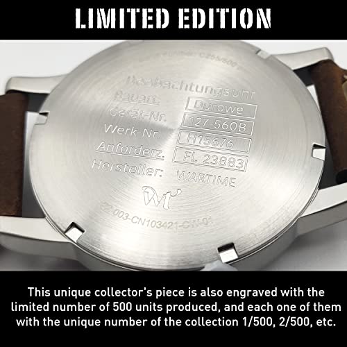 WTI WW2 Military Aviator Watch, Swiss Movement, Leather Strap